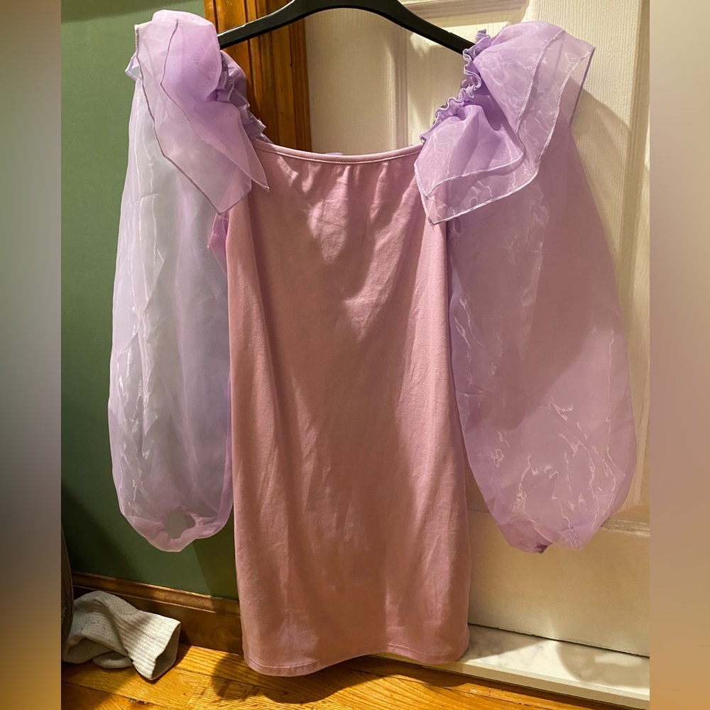Lilac Puff-Sleeve Kids Dress - Soft Lavender